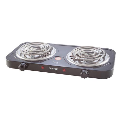 Плитка электрическая Centek CT-1509 (Black) 2 конфорки ТЭН 140мм, 2000Вт, индикатор работы