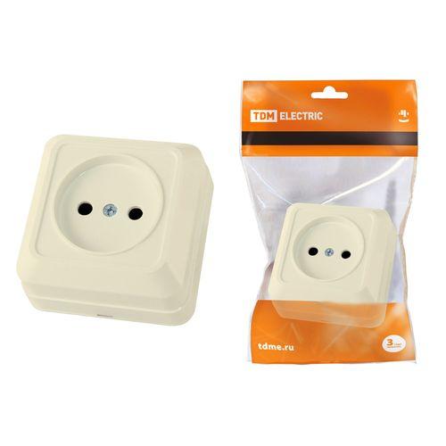 Розетка 2П открытой установки IP20 10А, сл. кость "Ладога" TDM (SQ1801-0014)
