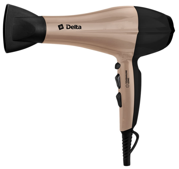 Фен DELTA DL-0937 черный с бордо, 2200Вт., холодный воздух, турмалиновая ионизация