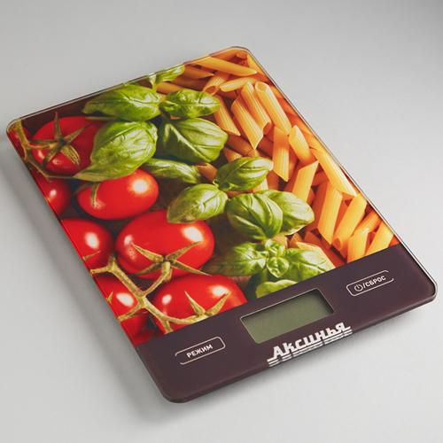 Весы настольные электронные АКСИНЬЯ КС-6500  "Итальянская кухня": 5 кг, стекло  (24)