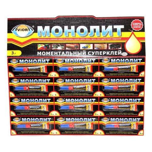 Суперклей-ГЕЛЬ секундный  "AVIORA-МОНОЛИТ" 3 гр. 12шт на листе (403-202)