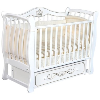 Детская кровать Oliver Florencia Elegance, универсальный маятник, ящик, цвет белый