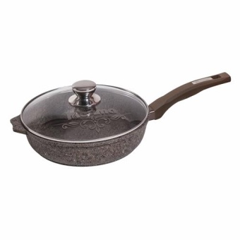 Сковорода 26см АП "Premium" (mokko) с несъемной ручкой и стекл. крышкой арт. с26902